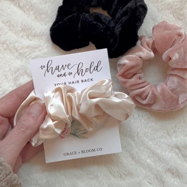Bridal Party Proposal Gift with Wedding Scrunchies - Grace + Bloom Co